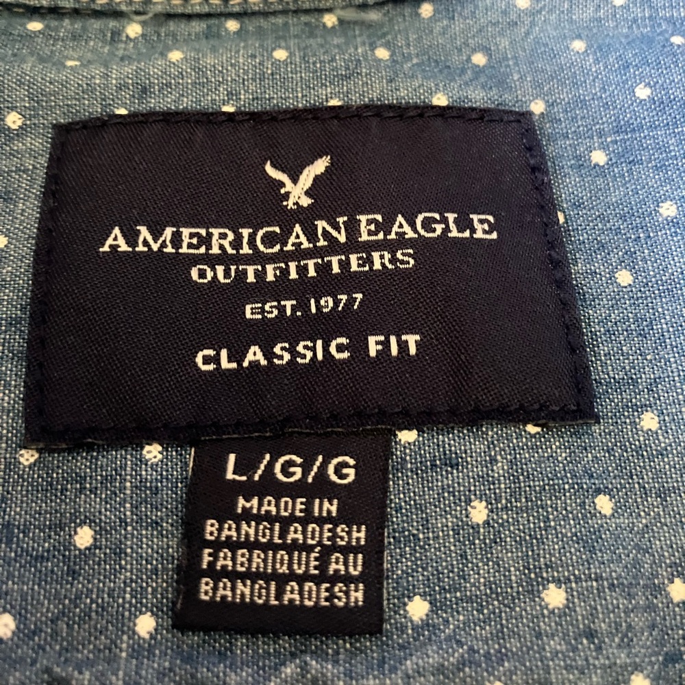 American Eagle Polka Dot Chambray Shirt - Picture 7 of 8